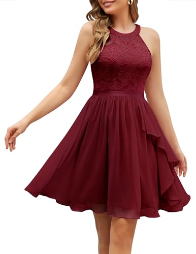 Wedtrend Abendkleid Damen Jugendweihe Kleid für Teenager Kleid Damen Sommer Festliche Kleider Kleid Hochzeitsgast Damen WT0213 DarkRed XS von Wedtrend