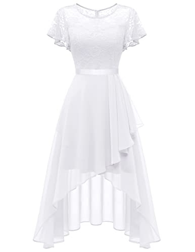 Wedtrend Abendkleid Damen Knielang Neckholder Blaues Abendkleid High Low Abschlusskleid Sommerkleid Elegant WT0303 White XL von Wedtrend