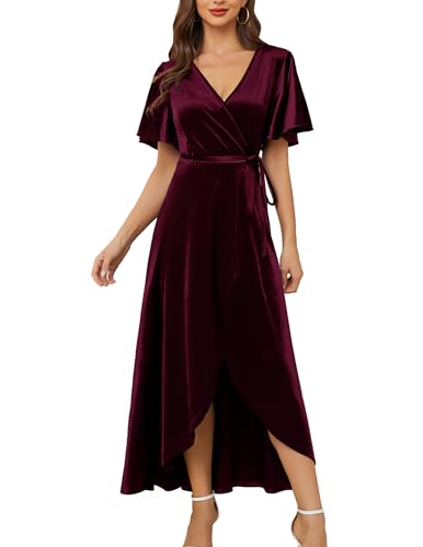 Wedtrend Abendkleid Damen Lang Elegant Festliche Kleider für Damen Abschlusskleider Lang Abendkleider Elegant für Hochzeit WTSR002 Burgundy L von Wedtrend