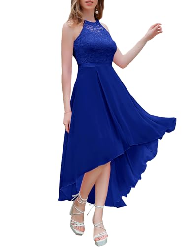 Wedtrend Abendkleid Elegant Kleider Damen Hochzeit Gast A Linie Spitzenkleid mit Chiffon Cocktailkleid Damen Elegant WT0204 Royalblue XL von Wedtrend