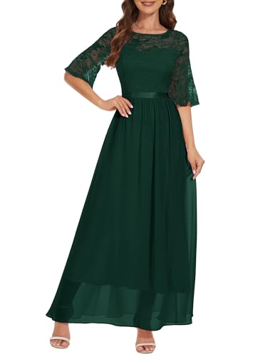 Wedtrend Abendkleid Elegant für Hochzeit Abendkleid Damen Lang Winterkleidung Elegant Chiffonkleider WT0314 DarkGreen XL von Wedtrend