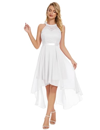 Wedtrend Abendkleid Elegant für Hochzeit Weisses Abendkleid Kurz Kleider Damen Festlich Vorne Kurz Hinten Lang Cocktailkleid WT0204 White S von Wedtrend