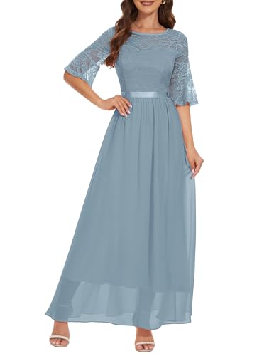 Wedtrend Abendkleid Maxikleid Hochzeitsgast Kleider Sommer Cocktailkleid Lang Damen Sommer Ballkleider WT0314 Hazeblue 3XL von Wedtrend
