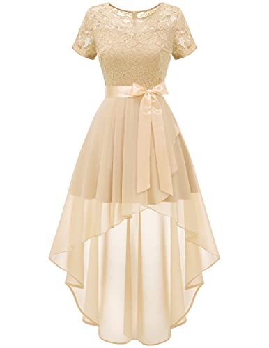 Wedtrend Abendkleid Midi Ballkleider Damen Kurz Spitzenkleid Damen Elegant Abendkleider Elegant WT0209 Champagne M von Wedtrend