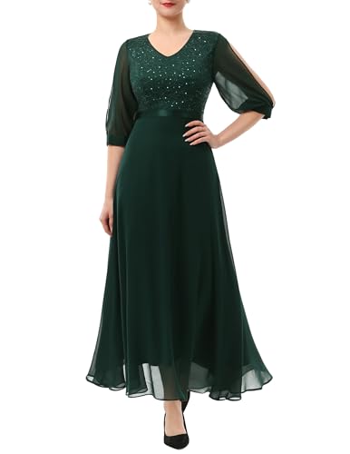 Wedtrend Abendkleider Ballkleider Lang Kleider Festlich Damen Jugendweihe Kleid Lang Maxi Elegante Abendkleider für Hochzeiten WT0317 DarkGreen M von Wedtrend