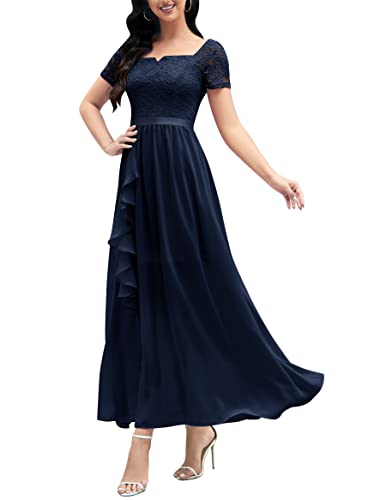 Wedtrend Abendkleider Damen Festlich Elegant Boho Kleider Abschlusskleid Kleider Marine Blau Damen Lang WT0301 Navy XS von Wedtrend