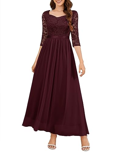 Wedtrend Abendkleider Elegant Damen V-Ausschnitt Maxikleid Hochzeitskleid Damen Lang WT0312 Burgundy 2XL von Wedtrend