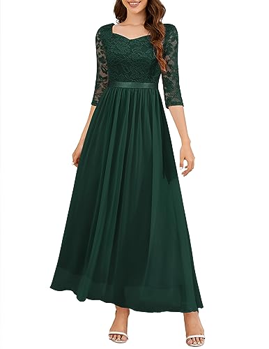 Wedtrend Abendkleider Elegant Kleider für Frauen Langes Kleid Sommerkleider Damen Lang Elegant Spitzenkleid WT0312 DarkGreen 2XL von Wedtrend