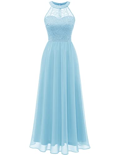 Wedtrend Abendkleider Elegant für Hochzeit Abendkleid Lang Ballkleider Damen Abschlusskleid Brautkleid Standesamt Brautjungfernkleider WT0201 LightBlue XL von Wedtrend