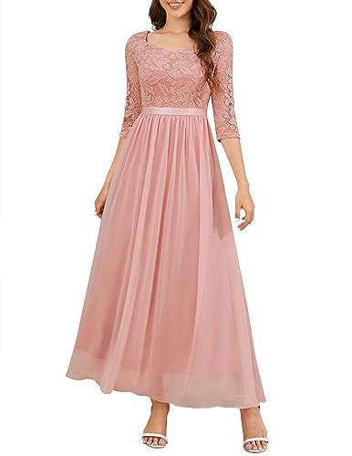 Wedtrend Abendkleider Kleid Elegant Damen Boho Kleid Spitzenkleid Damen Sommer Lang WT0312 Blush S von Wedtrend