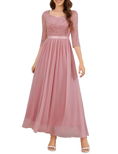 Wedtrend Abendkleider Kleid Elegant Damen Boho Kleid Spitzenkleid Damen Sommer Lang WT0312 Blush S von Wedtrend