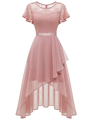 Wedtrend Abschlusskleid Konfirmationskleider Damen Kurz Abendkleider Damen Elegant Sommerkleid Damen Festlich Chiffon Kleider WT0303 Blush 3XL von Wedtrend