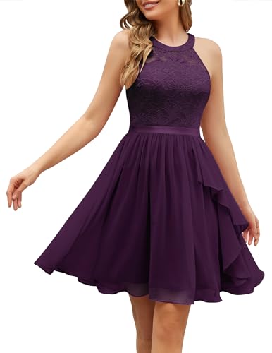 Wedtrend Cocktailkleid Damen Abendkleider Elegant für Hochzeit Kleid Damen Kleid Kurz Cocktailkleider Damen Elegant WT0213 Grape 3XL von Wedtrend