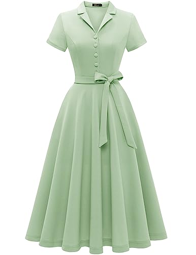 Wedtrend Cocktailkleid Damen Elegant Petticoat Kleid Hepburn Abendkleid Kurz Vintage Kleid Damen Midilang WTP30001 LightGreen 2XL von Wedtrend