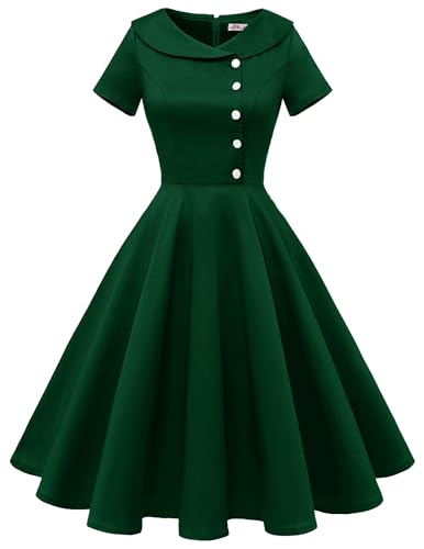 Wedtrend Cocktailkleid Damen Elegant Petticoat Kleid Hepburn Cocktailkleider Damen Vintage Kleid Damen Knielang WTP20007 DarkGreen L von Wedtrend