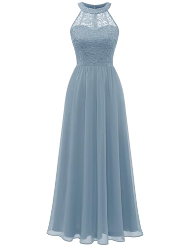 Wedtrend Cocktailkleid Damen Elegant Spitzenkleid Kleider Damen Sommer Lang Ballkleid Hazeblau WT0201 Hazeblue 3XL von Wedtrend