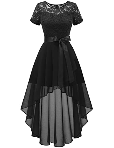 Wedtrend Cocktailkleid Damen Elegant für Hochzeit Abendkleid Kurz Elegant Schwarz Spitzenkleid A Linie WT0209 Black L von Wedtrend