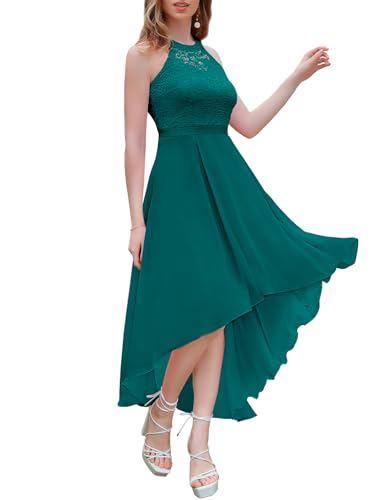 Wedtrend Cocktailkleid Damen Elegant für Hochzeit Abendkleider Kurz Hochzeit Kleid Jugendweihe Kleider Brautkleid Elegant Chiffon Kleid Damen WT0204 PeacockGreen XS von Wedtrend