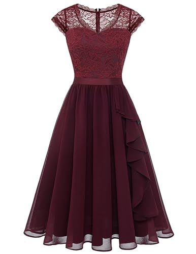 Wedtrend Cocktailkleid Damen Elegant für Hochzeit Kleid Festlich Damen Abendkleid Elegant WT0212 Burgundy XS von Wedtrend