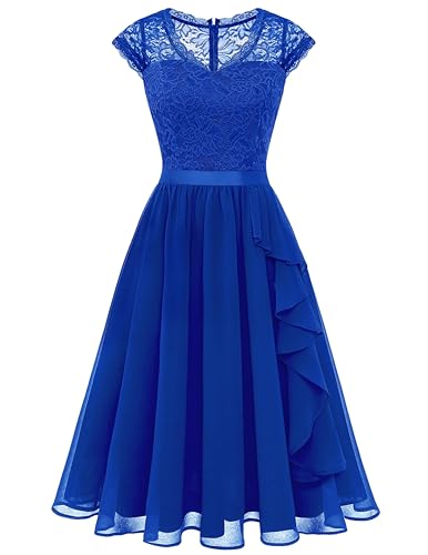 Wedtrend Cocktailkleid Damen Festliche Kleider Knielang Kleid Midi Kleider Sommer Knielang WT0212 Royalblue 2XL von Wedtrend