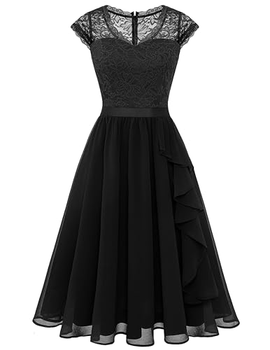Wedtrend Cocktailkleid Damen Kleid Damen Sommer Abendkleid Kurz Konfirmationskleid WT0212 Black 2XL von Wedtrend