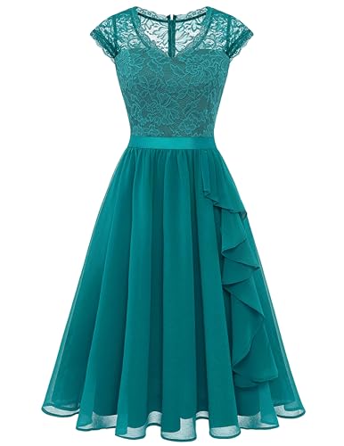 Wedtrend Cocktailkleid Damen Kleid Festlich Damen Hochzeitsgast Kleid Festival Kleid Festlich Bauch Kaschieren WT0212 PeacockGreen M von Wedtrend