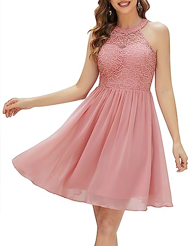 Wedtrend Cocktailkleid Damen Kurz Kleid Festlich Damen Abschlusskleid Kurz Elegant Sexy Kleid Damen WT0203 Blush M von Wedtrend