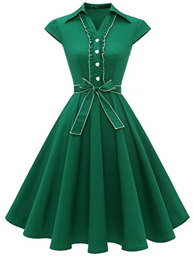 Wedtrend Cocktailkleid Damen Petticoat Kleid 50er Jahre Vintage Kleid Armeegrün WTP10008 Army Green XS von Wedtrend