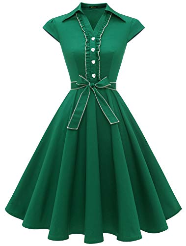 Wedtrend Cocktailkleid Damen Petticoat Kleid 50er Jahre Vintage Kleid Armeegrün WTP10008 Army Green XXL von Wedtrend