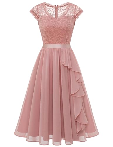 Wedtrend Cocktailkleid Elegant für Hochzeit Hochzeitsgast Kleid Damen Abendkleider Kurz WT0212 Blush L von Wedtrend