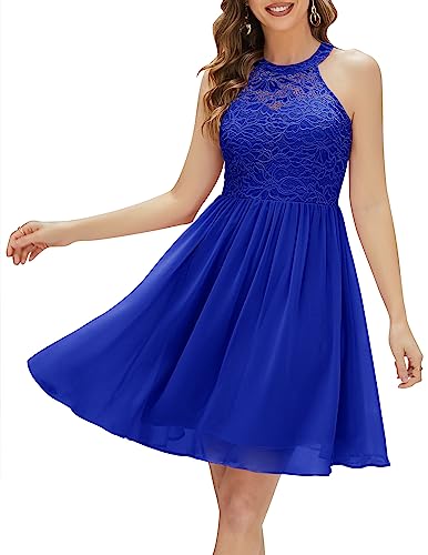 Wedtrend Cocktailkleid Festliches Kleid Neckholder Kleid Damen Rockabilly Kleid Festlich WT0203 Royalblue 2XL von Wedtrend