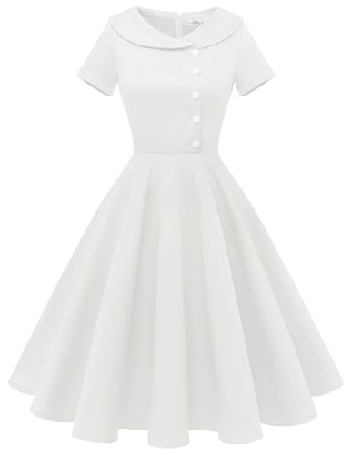 Wedtrend Cocktailkleid Midi Petticoat Kleid 50er Jahre Jugendweihe Kleider Konfirmationskleider Damen Kleid Vintage WTP20007 White S von Wedtrend