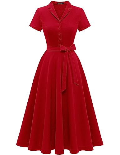 Wedtrend Cocktailkleid Midi Petticoat Kleid 50er Jahre Jugendweihe Kleider Konfirmationskleider Damen Kleid Vintage WTP30001 Red L von Wedtrend