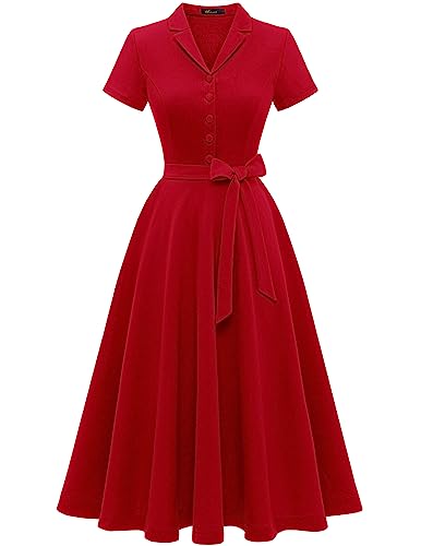 Wedtrend Cocktailkleid Midi Petticoat Kleid 50er Jahre Jugendweihe Kleider Konfirmationskleider Damen Kleid Vintage WTP30001 Red L von Wedtrend