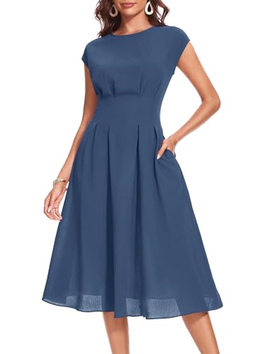 Wedtrend Cocktailkleid mit Taschen Kleider Damen Sommer Stretchkleid Damen Kleid Dunkelblau WTP30012 Denim Blue S von Wedtrend