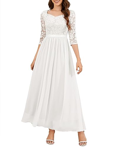 Wedtrend Cocktailkleider Damen Lang Elegant Kleider Strandkleid Damen Kleider a Linie Kleider Damen Festlich Lang WT0312 White L von Wedtrend