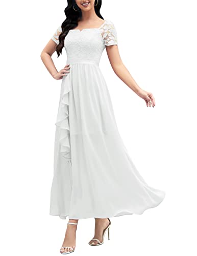 Wedtrend Cocktailkleider Damen Sommerkleid Damen Lang Abendkleid Weiß Lang Elegant Split Kleid WT0301 White XL von Wedtrend