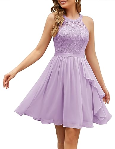 Wedtrend Damen Abendkleid Spitzenkleid Prinzessin Kleid Elegant Hochzeitskleid Lavender S von Wedtrend