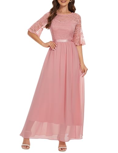 Wedtrend Damen Kleider Elegant Festlich Damen Kleider Winterkleid Elegant Spitzenkleid Damen A Linie WT0314 Blush S von Wedtrend