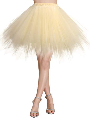 Wedtrend Damen Petticoat Tutu Tüllrock 50er Kurz Ballet Tanzkleid Unterrock Cosplay Crinoline Rockabilly für Karneval Partykleid WTC10036ChampagneL von Wedtrend