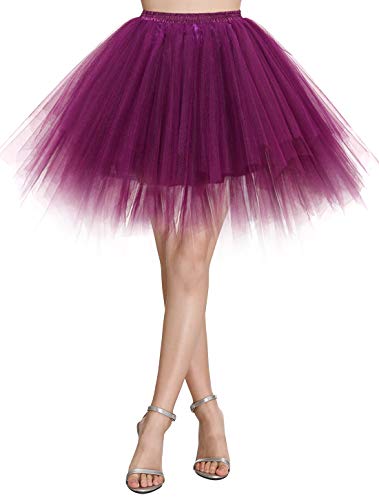 Wedtrend Damen Petticoat Tutu Tüllrock 50er Kurz Ballet Tanzkleid Unterrock Cosplay Crinoline Rockabilly für Karneval Partykleid WTC10036GrapeM von Wedtrend