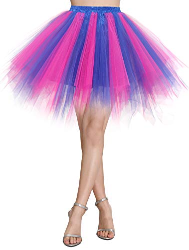 Wedtrend Damen Petticoat Tutu Tüllrock 50er Kurz Ballet Tanzkleid Unterrock Cosplay Crinoline Rockabilly für Karneval Partykleid WTC10036RoyalBlueRoseS von Wedtrend