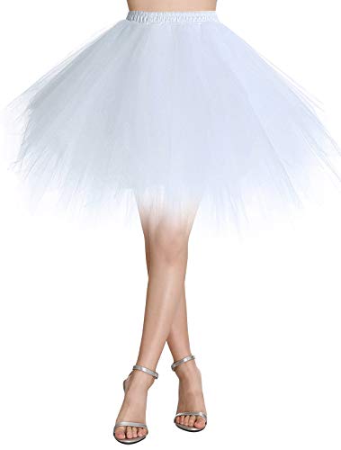 Wedtrend Damen Petticoat Tutu Tüllrock 50er Kurz Ballet Tanzkleid Unterrock Cosplay Crinoline Rockabilly für Karneval Partykleid WTC10036WhiteM von Wedtrend