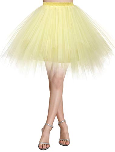 Wedtrend Damen Petticoat Tutu Tüllrock 50er Kurz Ballet Tanzkleid Unterrock Cosplay Crinoline Rockabilly für Karneval Partykleid WTC10036YellowM von Wedtrend