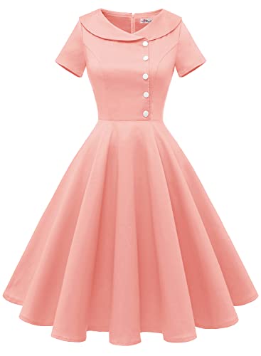 Wedtrend Damen Rockabilly Kleid Vintage Retro Swing Kleid A Linie Petticoat Kleid Blush WTP20007 Blush XXXL von Wedtrend