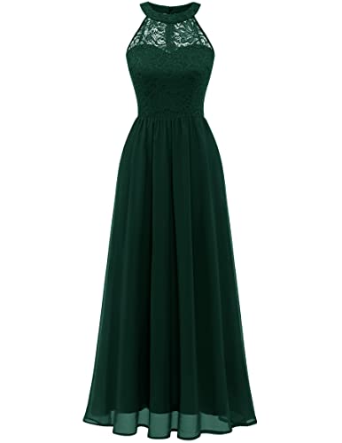 Wedtrend Damen Brautjungfer Kleid Lang Chiffon Abendkleid Party Ballkleider Damen Lang Neckholder Dunkelgrün WT0201 DarkGreen M von Wedtrend