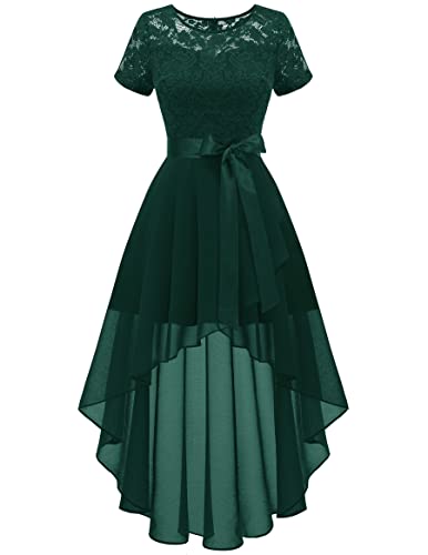 Wedtrend Dunkelgrünes Kleid Damen A-Linien Abendkleid Damen Spitzenkleid Kurz Kleider Elegant für Hochzeit WT0209 DarkGreen 3XL von Wedtrend