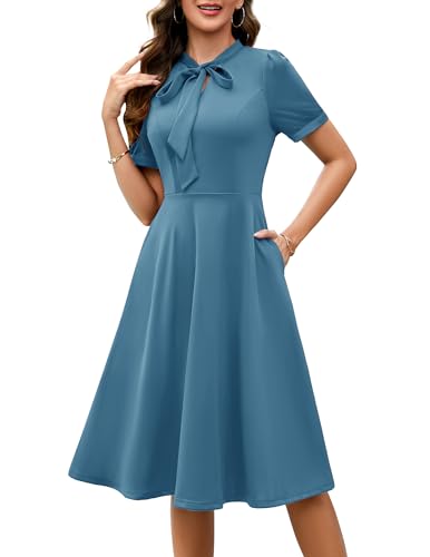 Wedtrend Elegant Cocktailkleid Damen V Ausschnitt Kleid Kurzärmeliges Freizeitkleid WTP30015 Greyblue M von Wedtrend