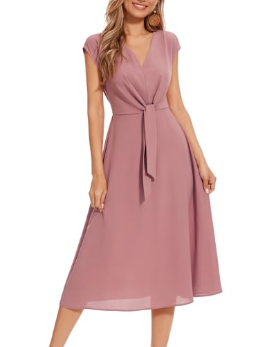 Wedtrend Rockabilly Kleider Damen Vintage Retro Cocktailkleid A Linie 40er Jahre Outfit Casual Swing Festlich Midilang Kleid WTP30016BlushS von Wedtrend