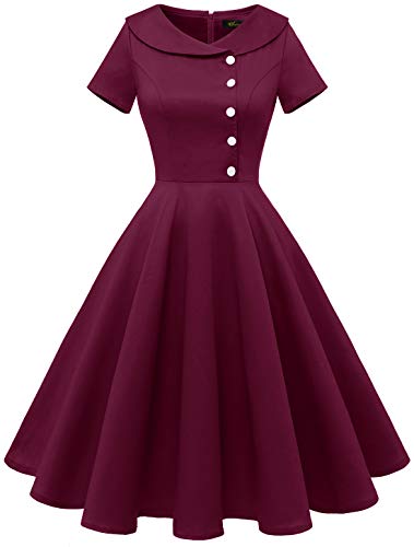 Wedtrend Festliches Kleid Damen Hochzeit Party Kleid Herbst Damen Rockabilly Burgund WTP20007 Burgundy XXXL von Wedtrend